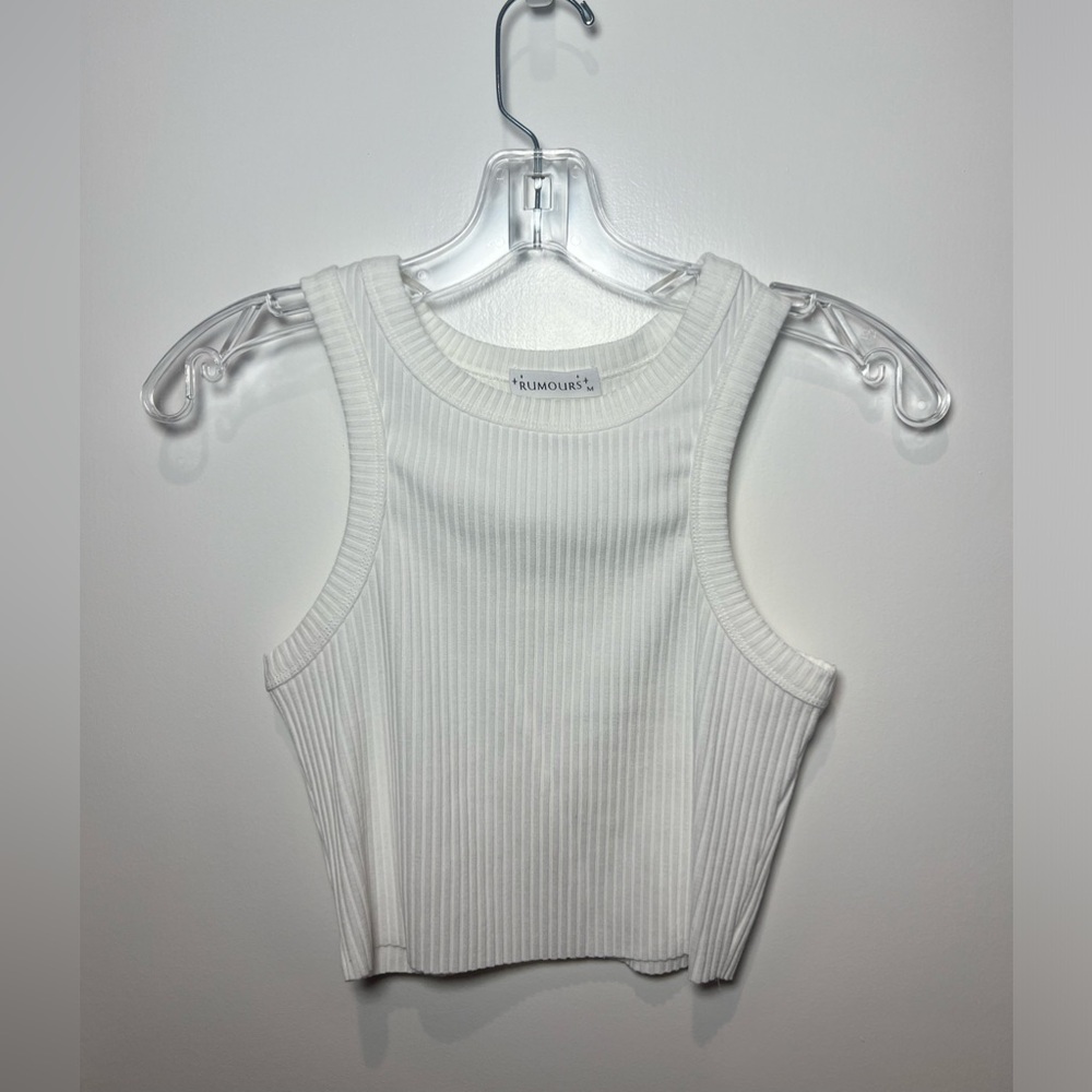 Rumours white rib crop top